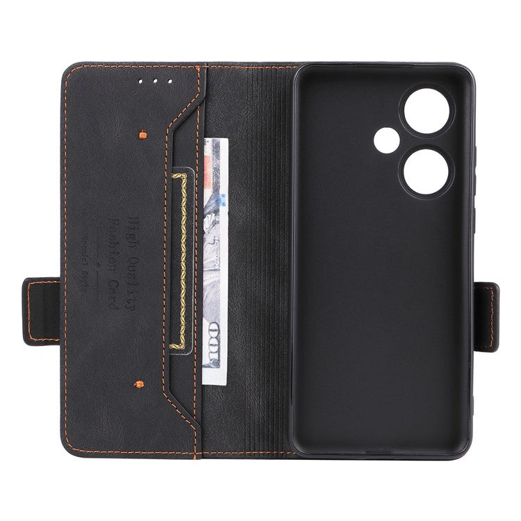 For OnePlus Nord CE3 5G Hardware Decor Phone Case PU Leather Wallet Stand Anti-drop Cover - Black