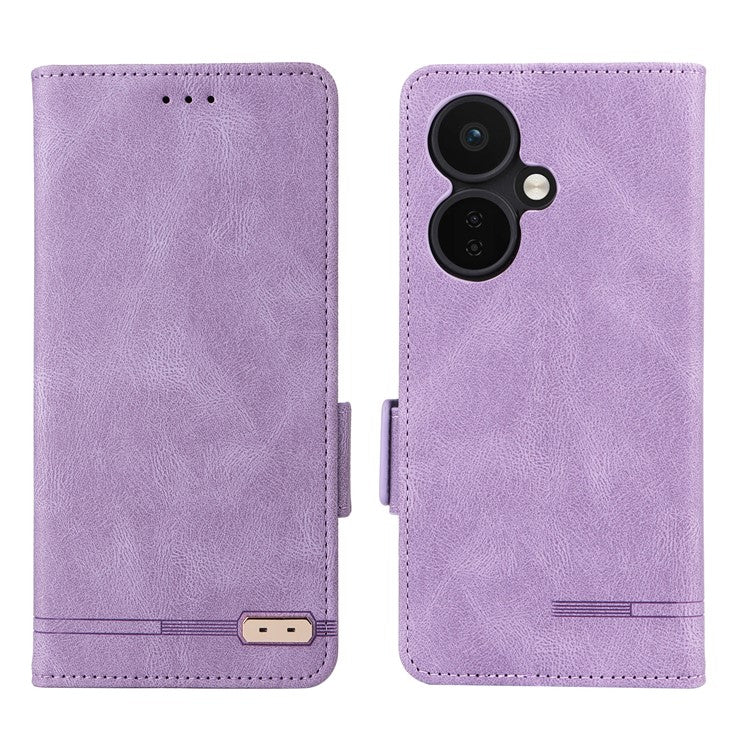 For OnePlus Nord CE3 5G Hardware Decor Phone Case PU Leather Wallet Stand Anti-drop Cover - Purple