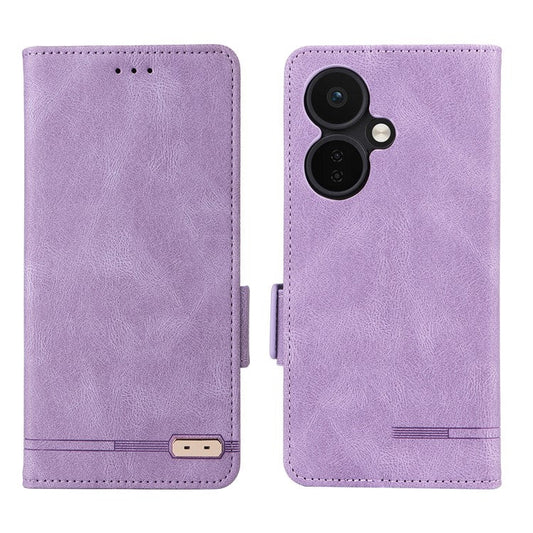 For OnePlus Nord CE3 5G Hardware Decor Phone Case PU Leather Wallet Stand Anti-drop Cover - Purple