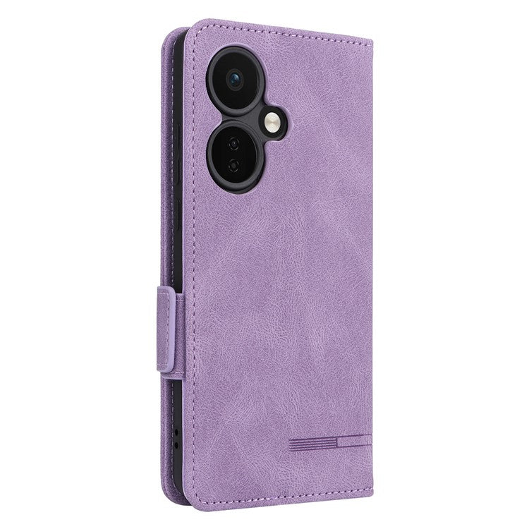 For OnePlus Nord CE3 5G Hardware Decor Phone Case PU Leather Wallet Stand Anti-drop Cover - Purple
