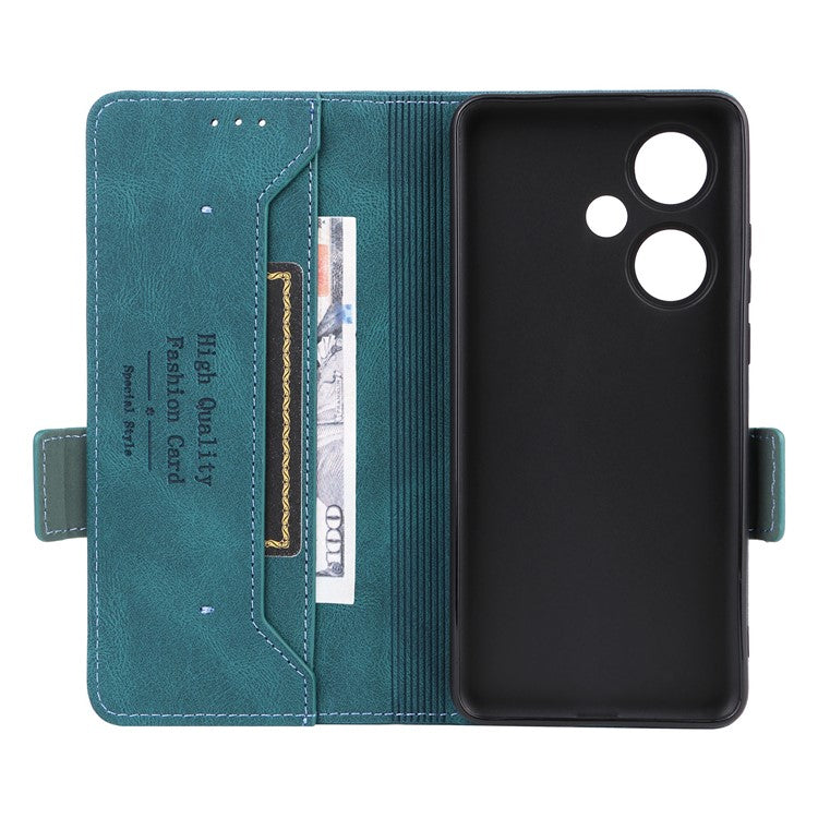 For OnePlus Nord CE3 5G Hardware Decor Phone Case PU Leather Wallet Stand Anti-drop Cover - Blue