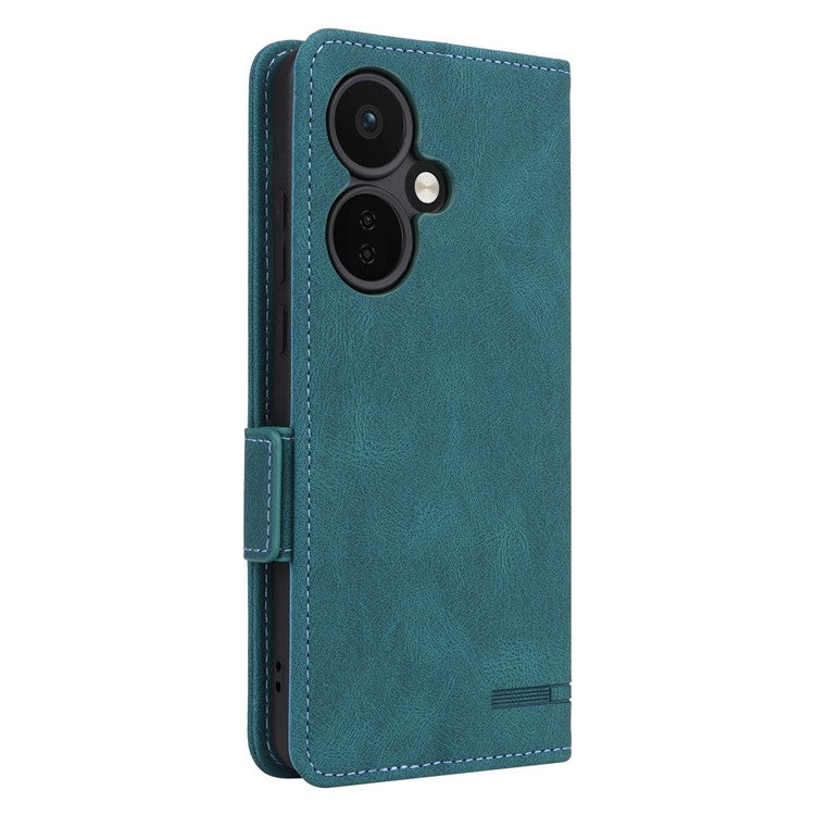 For OnePlus Nord CE3 5G Hardware Decor Phone Case PU Leather Wallet Stand Anti-drop Cover - Blue