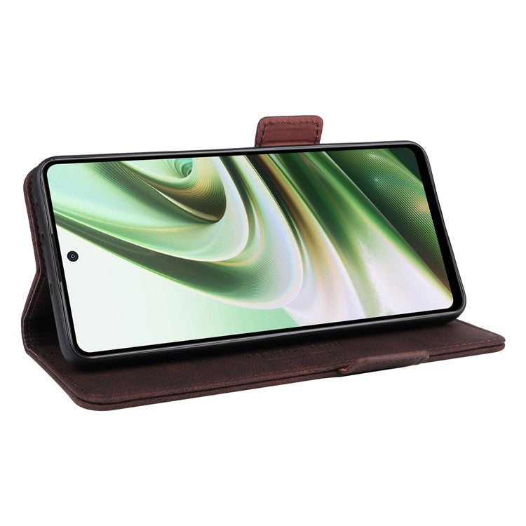 For OnePlus Nord CE3 5G Hardware Decor Phone Case PU Leather Wallet Stand Anti-drop Cover - Coffee