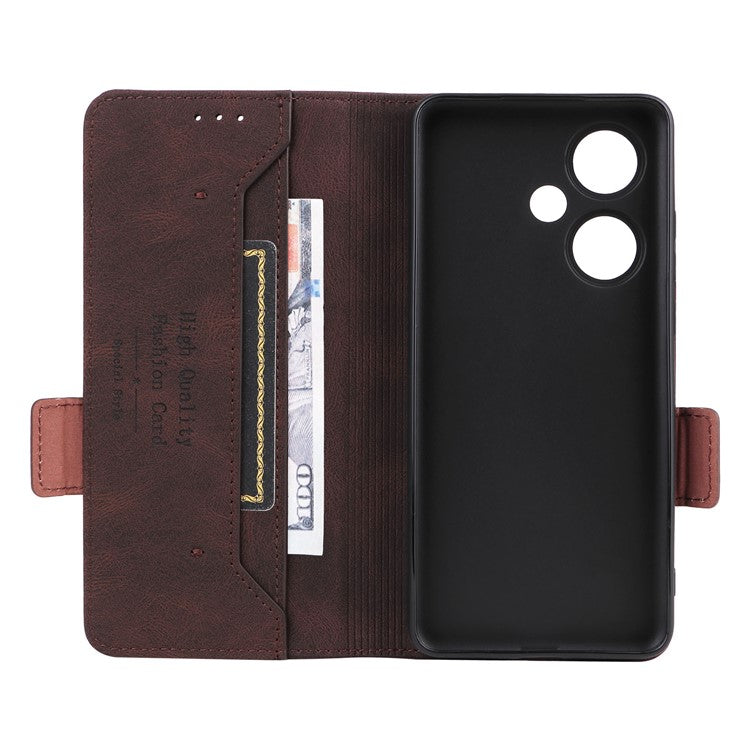For OnePlus Nord CE3 5G Hardware Decor Phone Case PU Leather Wallet Stand Anti-drop Cover - Coffee