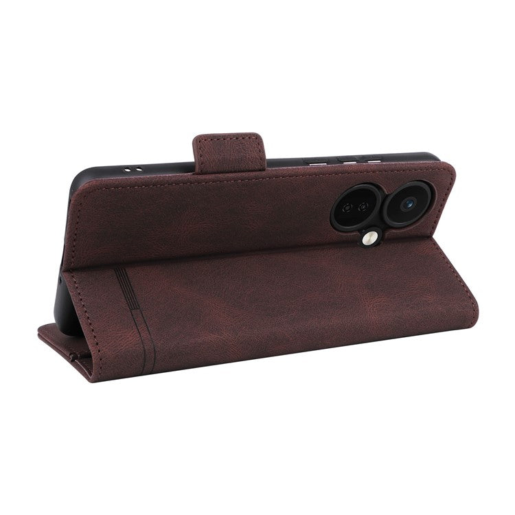 For OnePlus Nord CE3 5G Hardware Decor Phone Case PU Leather Wallet Stand Anti-drop Cover - Coffee