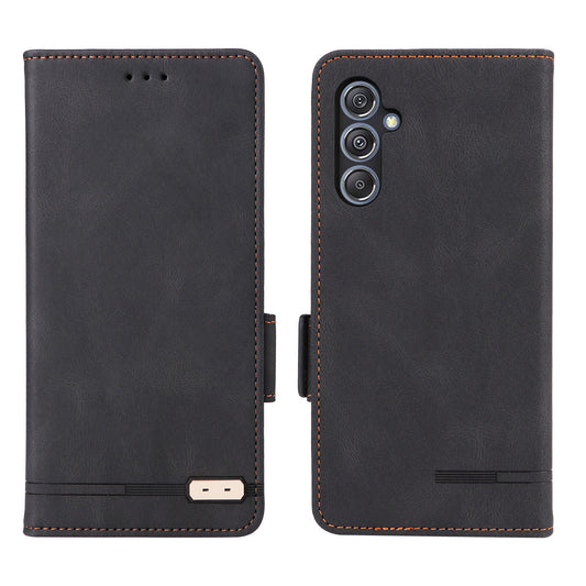 For Samsung Galaxy F34 5G / M34 5G PU Leather Wallet Phone Case Hardware Decor Anti-drop Stand Cover - Black