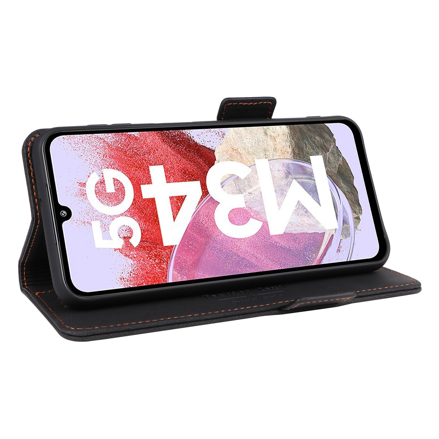 For Samsung Galaxy F34 5G / M34 5G PU Leather Wallet Phone Case Hardware Decor Anti-drop Stand Cover - Black