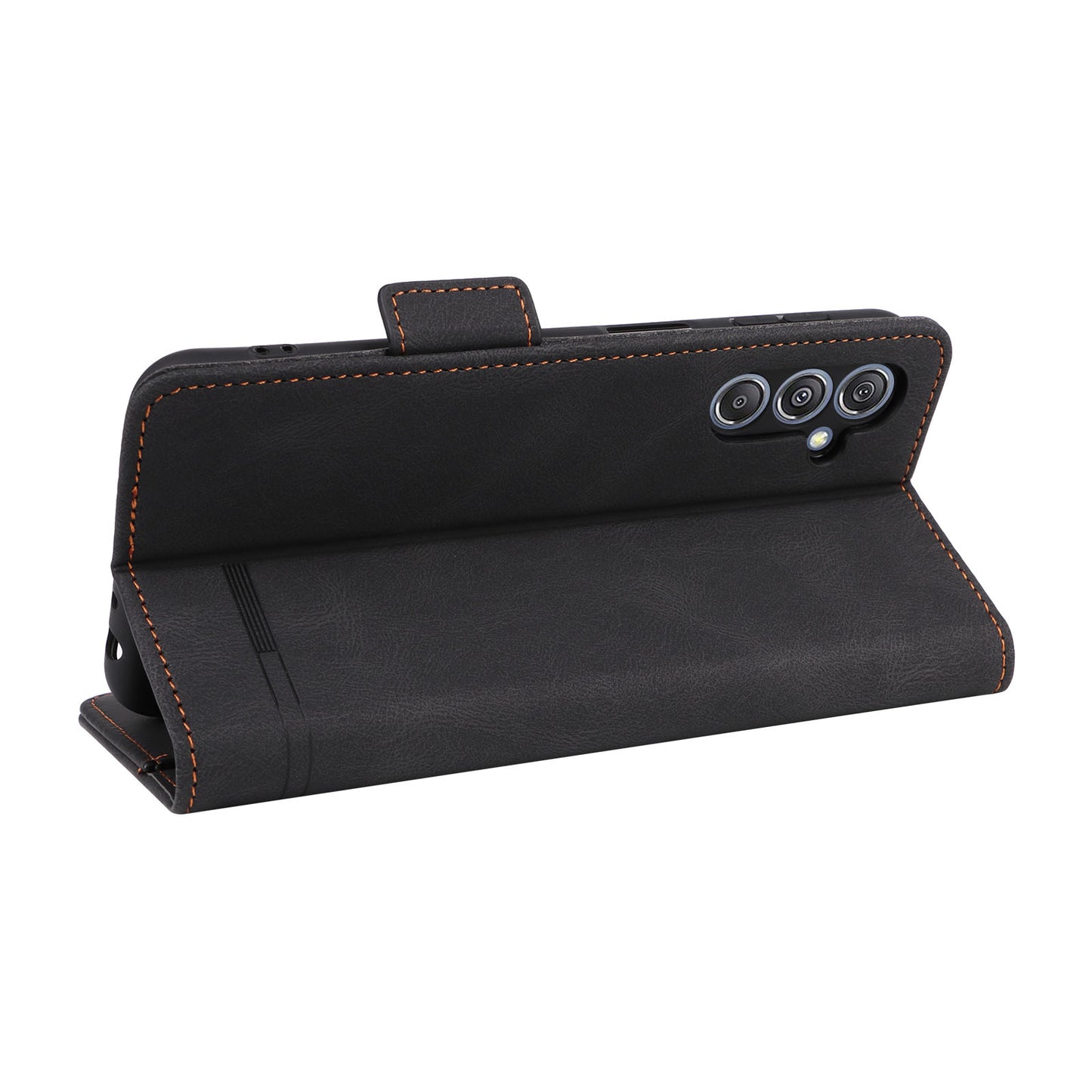 For Samsung Galaxy F34 5G / M34 5G PU Leather Wallet Phone Case Hardware Decor Anti-drop Stand Cover - Black