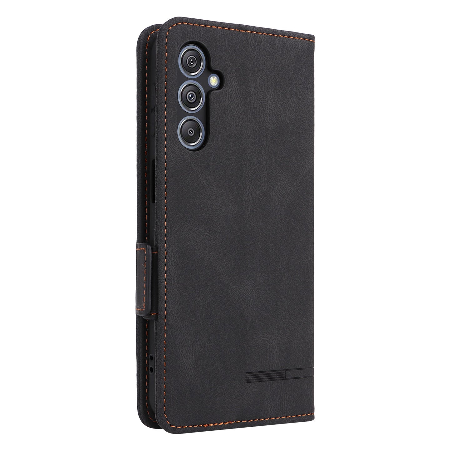 For Samsung Galaxy F34 5G / M34 5G PU Leather Wallet Phone Case Hardware Decor Anti-drop Stand Cover - Black