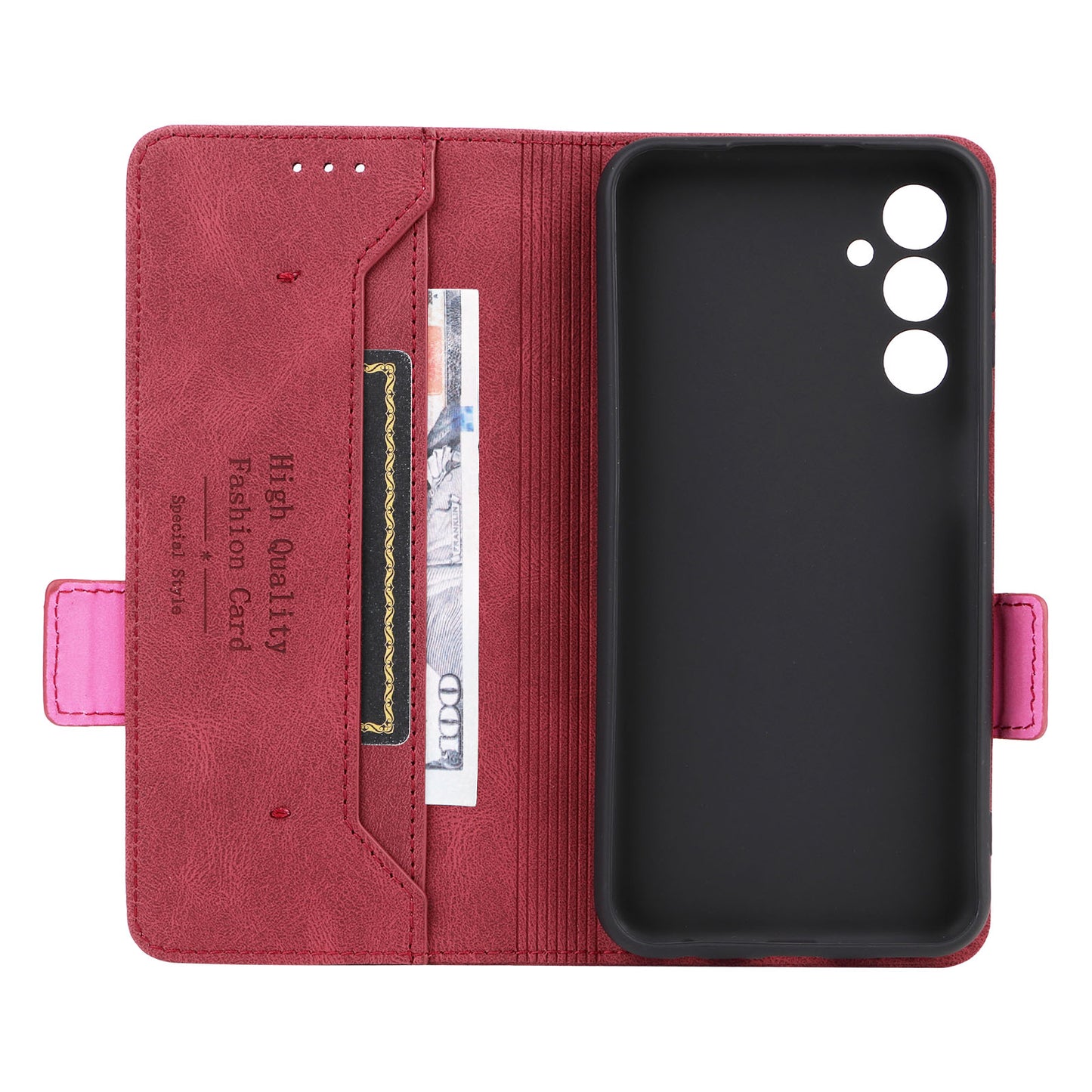 For Samsung Galaxy F34 5G / M34 5G PU Leather Wallet Phone Case Hardware Decor Anti-drop Stand Cover - Rose