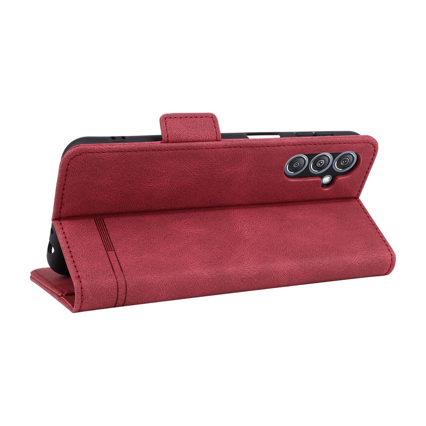 For Samsung Galaxy F34 5G / M34 5G PU Leather Wallet Phone Case Hardware Decor Anti-drop Stand Cover - Rose