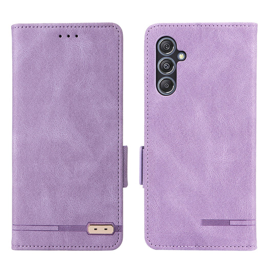 For Samsung Galaxy F34 5G / M34 5G PU Leather Wallet Phone Case Hardware Decor Anti-drop Stand Cover - Purple
