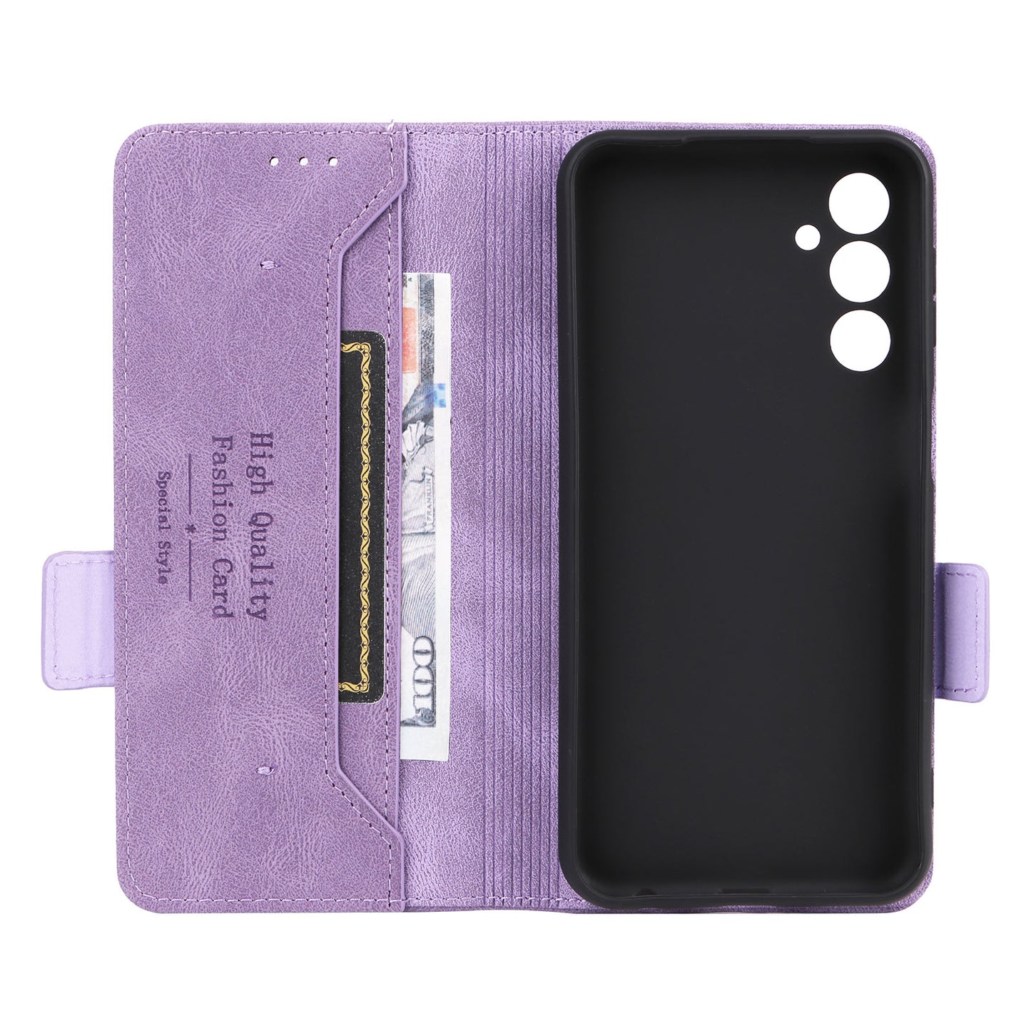 For Samsung Galaxy F34 5G / M34 5G PU Leather Wallet Phone Case Hardware Decor Anti-drop Stand Cover - Purple
