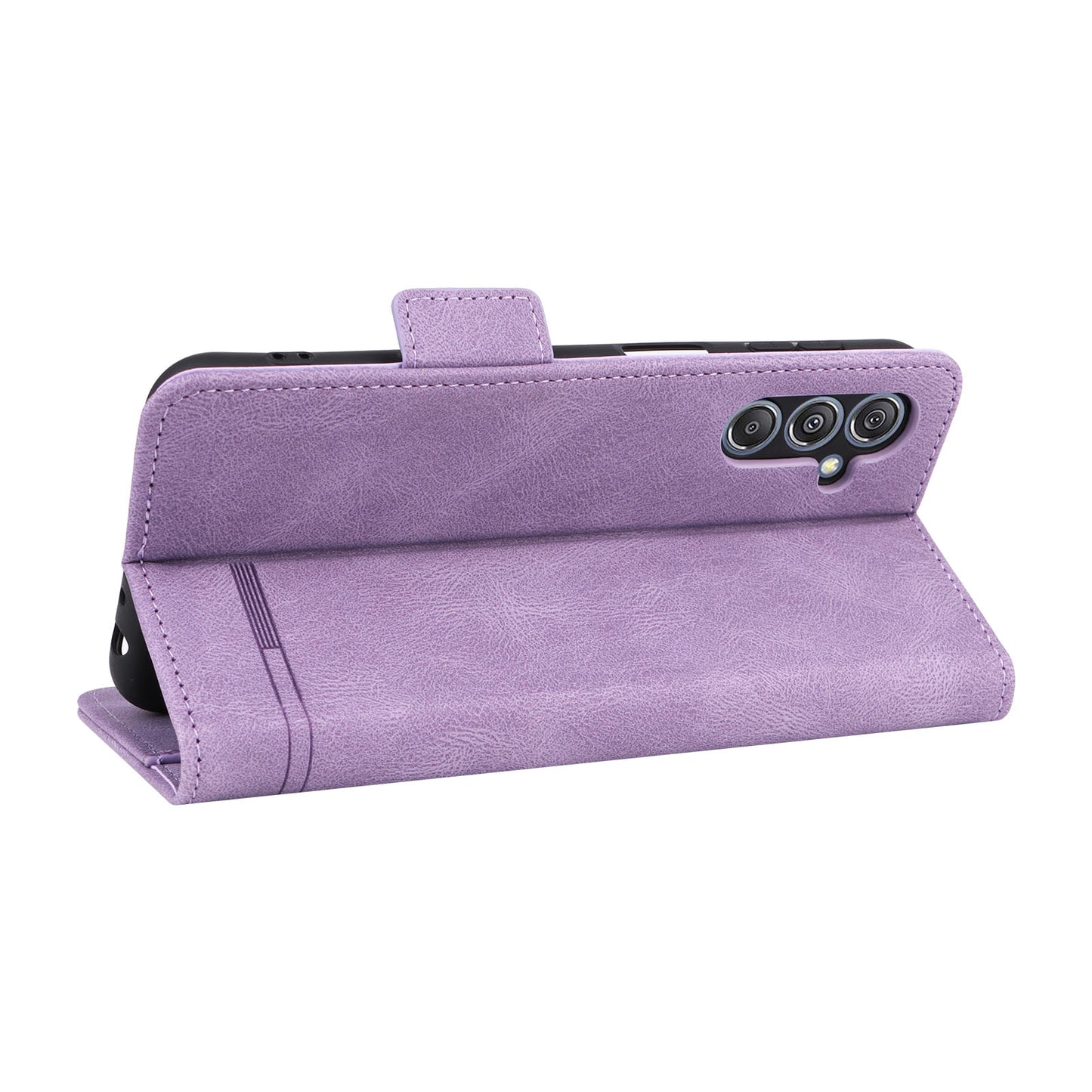 For Samsung Galaxy F34 5G / M34 5G PU Leather Wallet Phone Case Hardware Decor Anti-drop Stand Cover - Purple