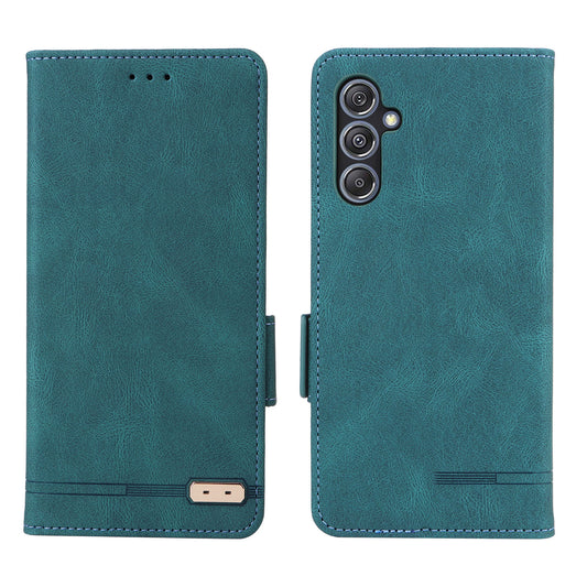 For Samsung Galaxy F34 5G / M34 5G PU Leather Wallet Phone Case Hardware Decor Anti-drop Stand Cover - Blue
