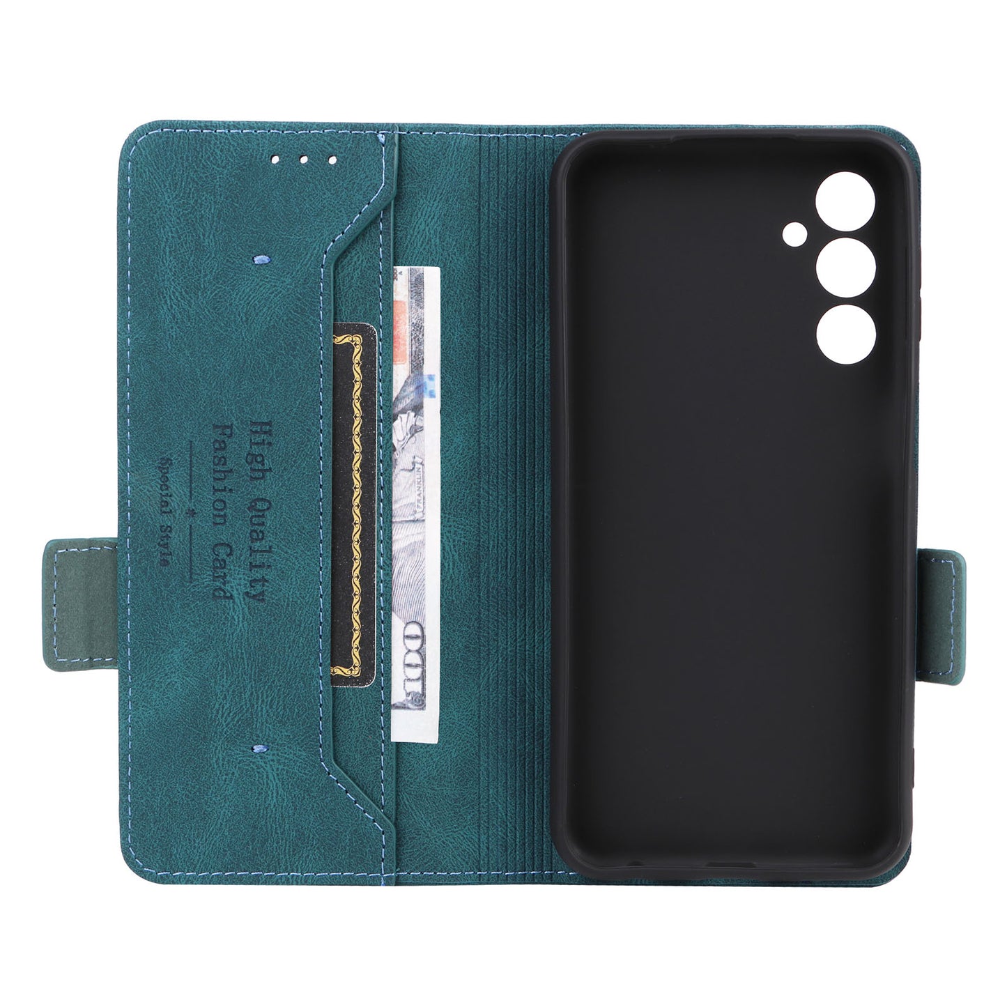 For Samsung Galaxy F34 5G / M34 5G PU Leather Wallet Phone Case Hardware Decor Anti-drop Stand Cover - Blue