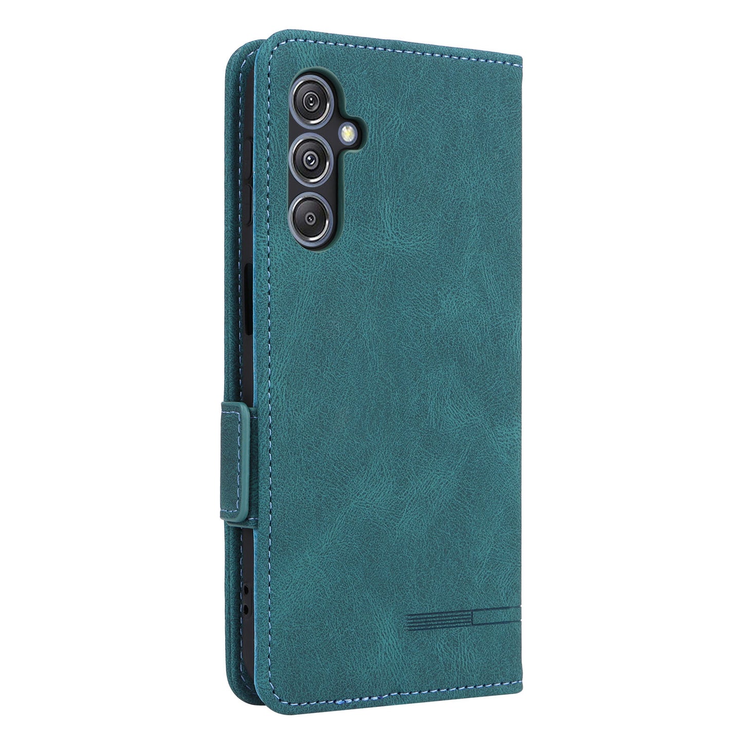 For Samsung Galaxy F34 5G / M34 5G PU Leather Wallet Phone Case Hardware Decor Anti-drop Stand Cover - Blue