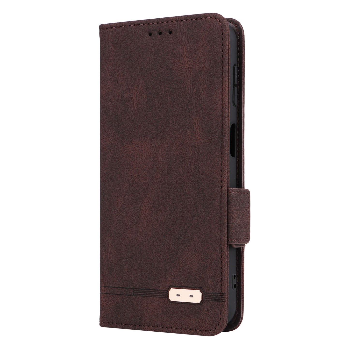For Samsung Galaxy F34 5G / M34 5G PU Leather Wallet Phone Case Hardware Decor Anti-drop Stand Cover - Coffee