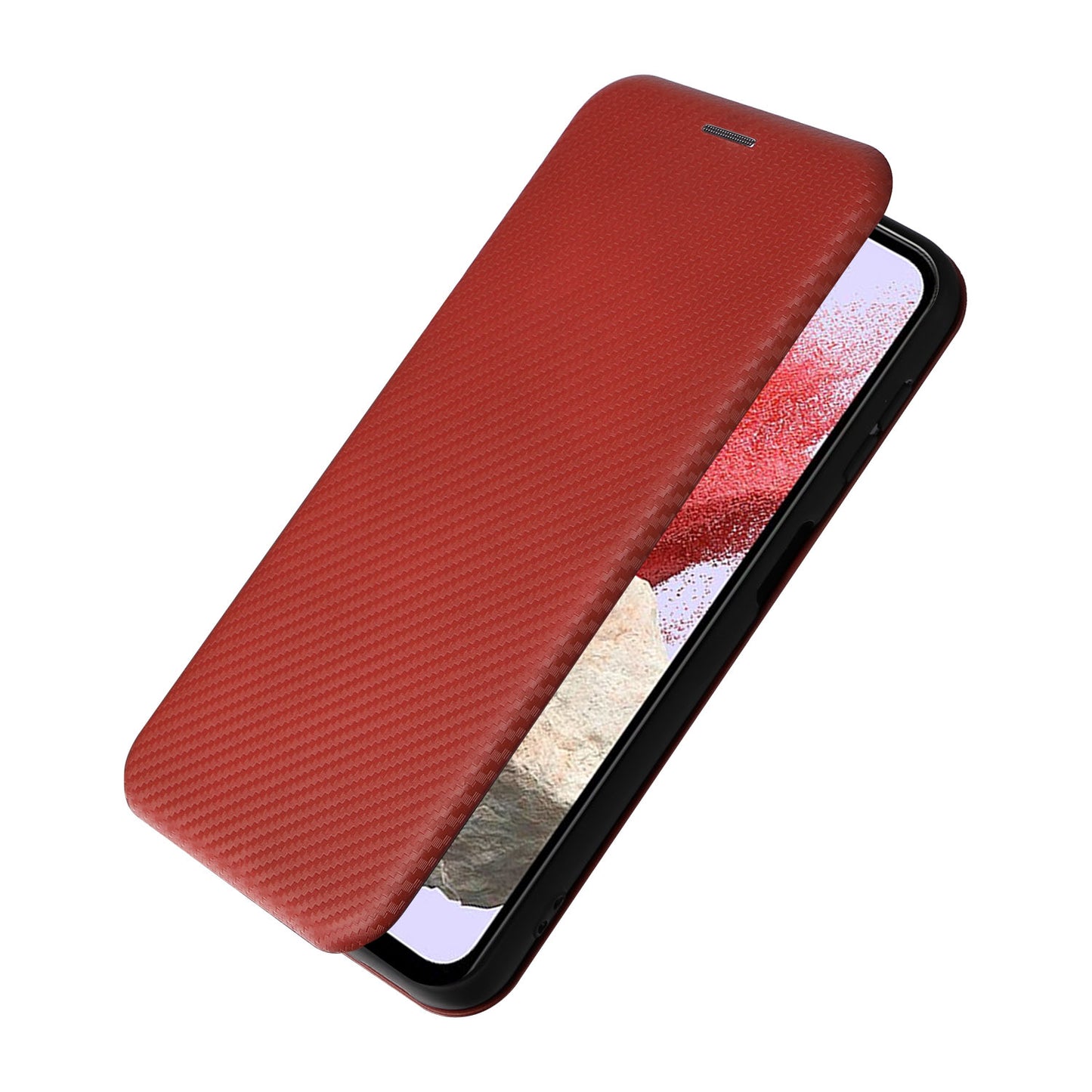 For Samsung Galaxy F34 5G / M34 5G PU Leather Case Carbon Fiber Texture Card Holder Phone Stand Cover - Brown