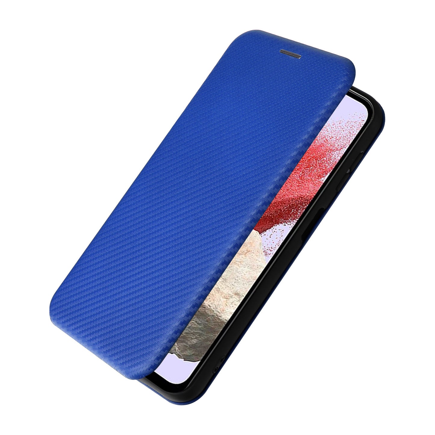 For Samsung Galaxy F34 5G / M34 5G PU Leather Case Carbon Fiber Texture Card Holder Phone Stand Cover - Blue