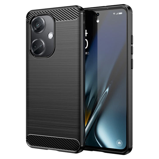 For Oppo K11 5G / OnePlus Nord CE3 5G Phone Case Carbon Fiber Texture Soft TPU Brushed Cover - Black