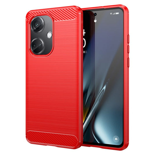 For Oppo K11 5G / OnePlus Nord CE3 5G Phone Case Carbon Fiber Texture Soft TPU Brushed Cover - Red