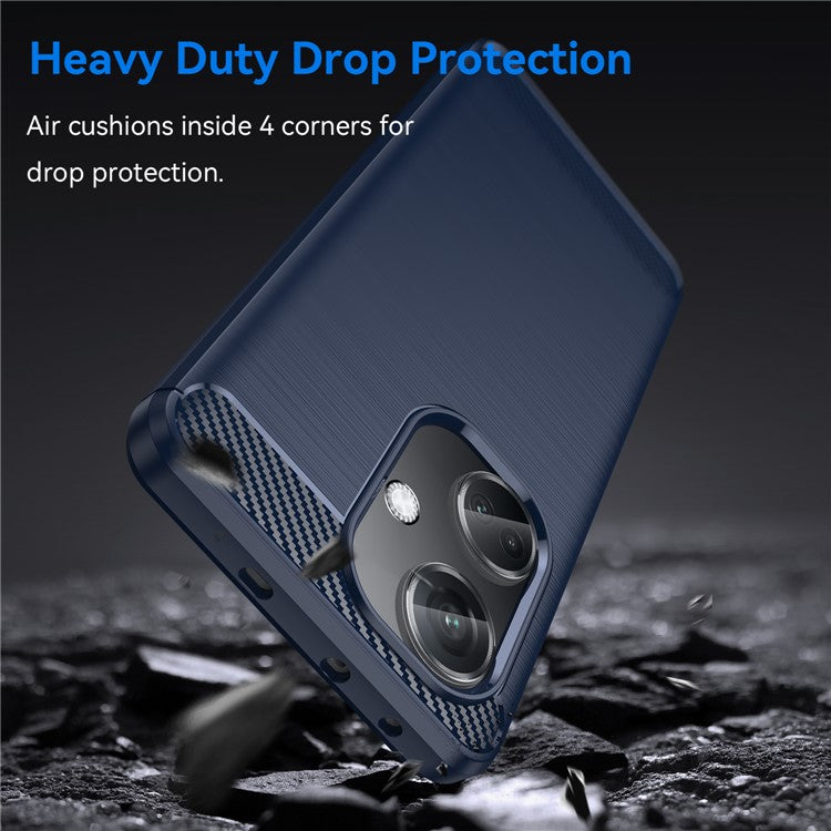 For Oppo K11 5G / OnePlus Nord CE3 5G Phone Case Carbon Fiber Texture Soft TPU Brushed Cover - Blue