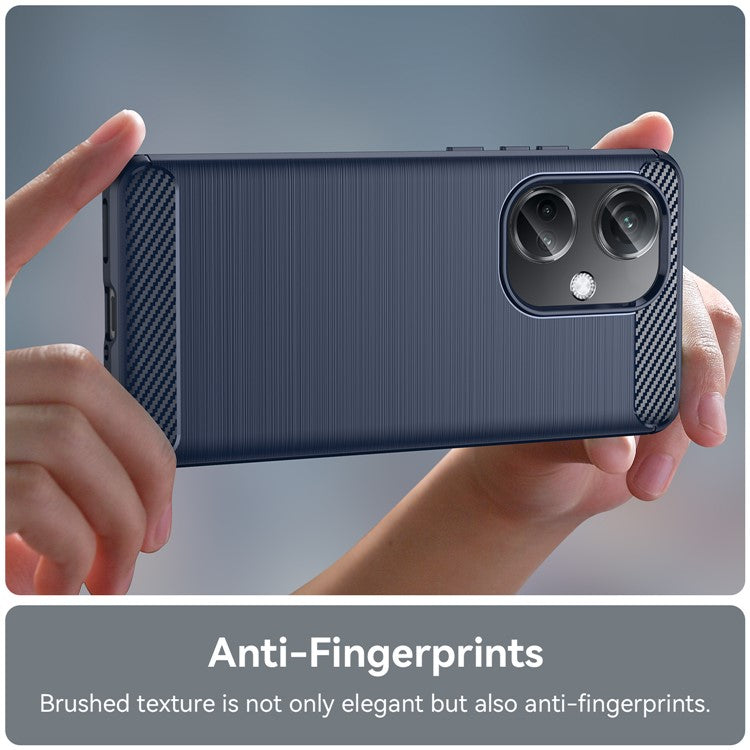 For Oppo K11 5G / OnePlus Nord CE3 5G Phone Case Carbon Fiber Texture Soft TPU Brushed Cover - Blue
