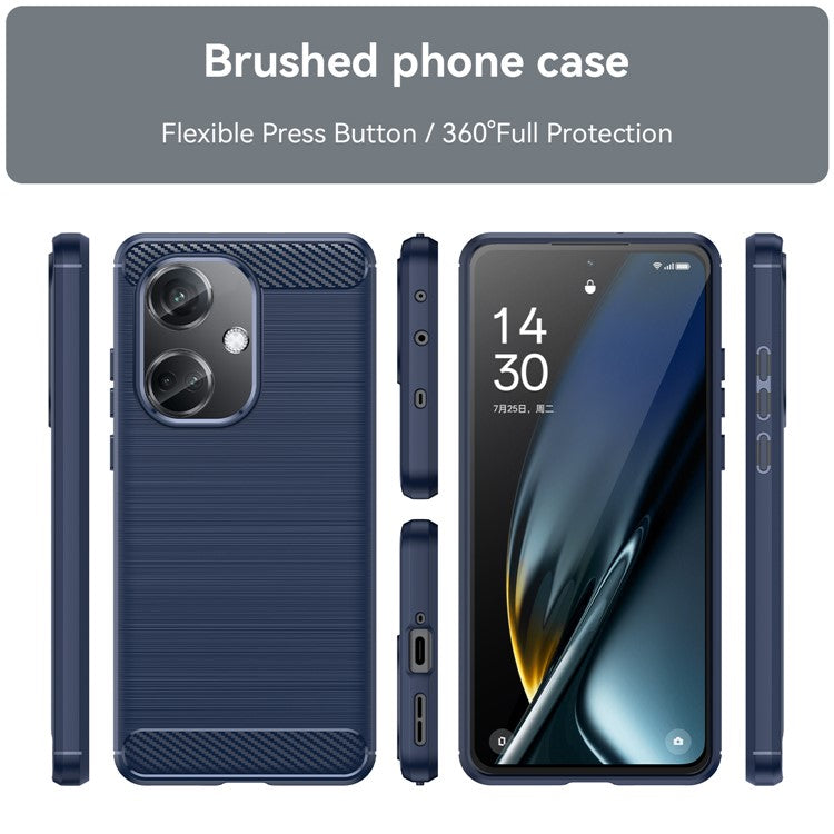 For Oppo K11 5G / OnePlus Nord CE3 5G Phone Case Carbon Fiber Texture Soft TPU Brushed Cover - Blue