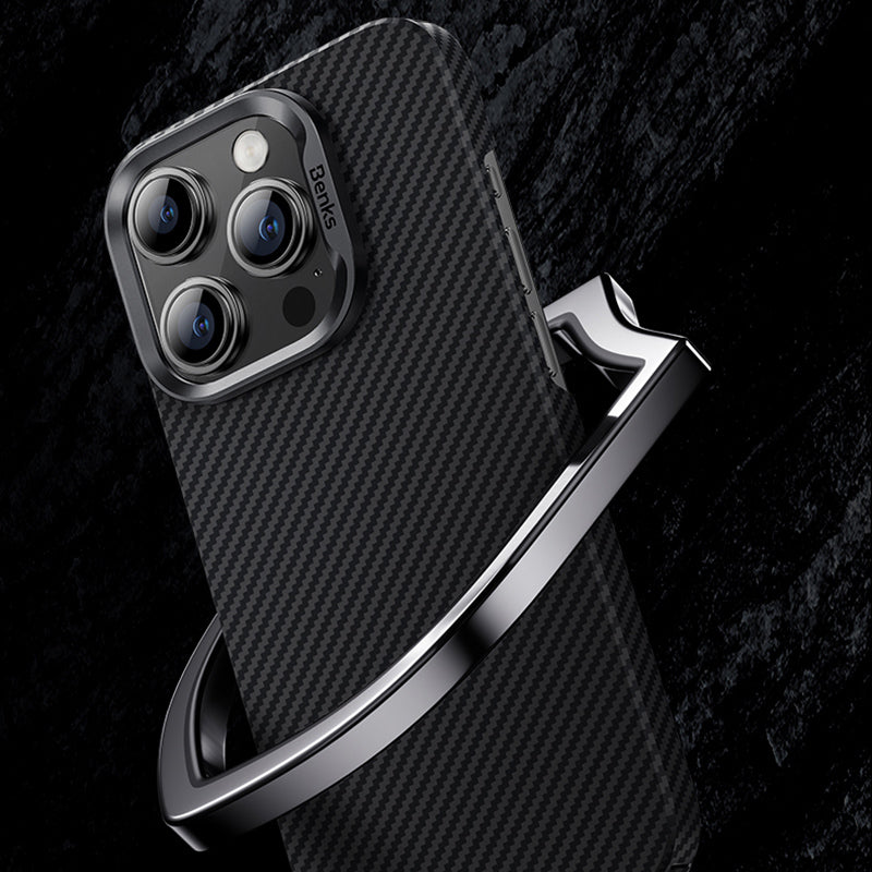 600D Kevlar Aramid Fiber+PC Phone Case for iPhone 15 Plus Protective Ultra-Thin Matte Phone Cover