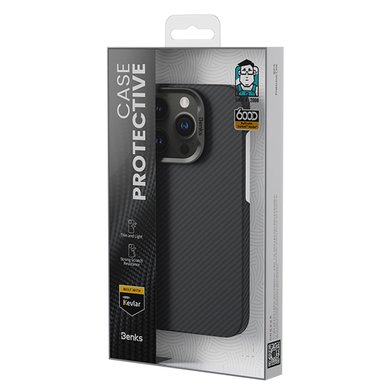 600D Kevlar Aramid Fiber+PC Phone Case for iPhone 15 Plus Protective Ultra-Thin Matte Phone Cover