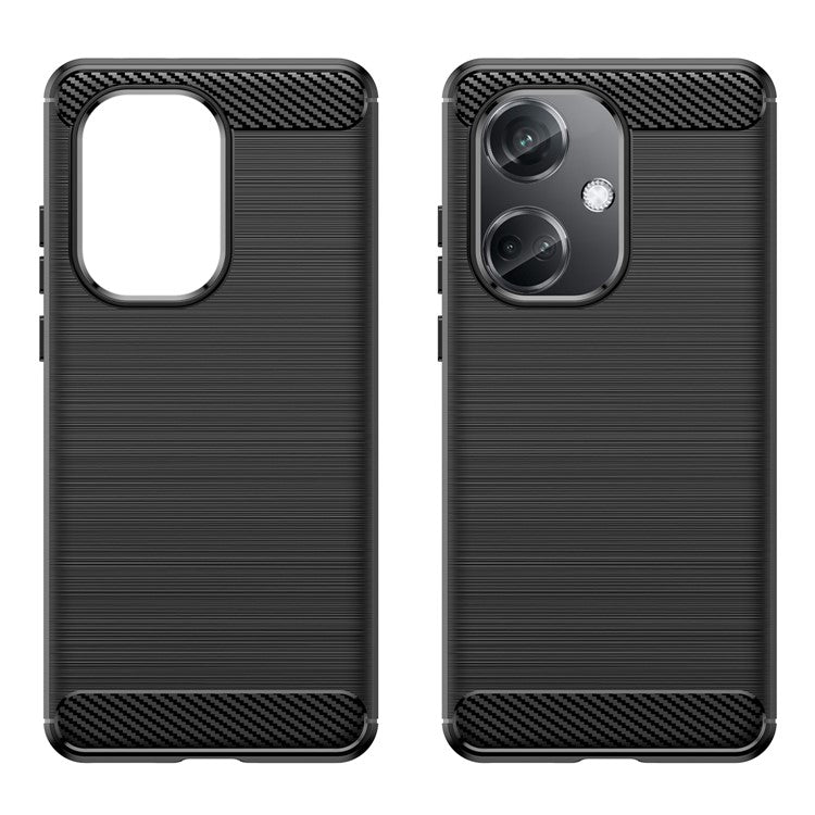 For OnePlus Nord CE3 5G Anti-drop Phone Case Carbon Fiber Texture Soft TPU Brushed Cover - Black