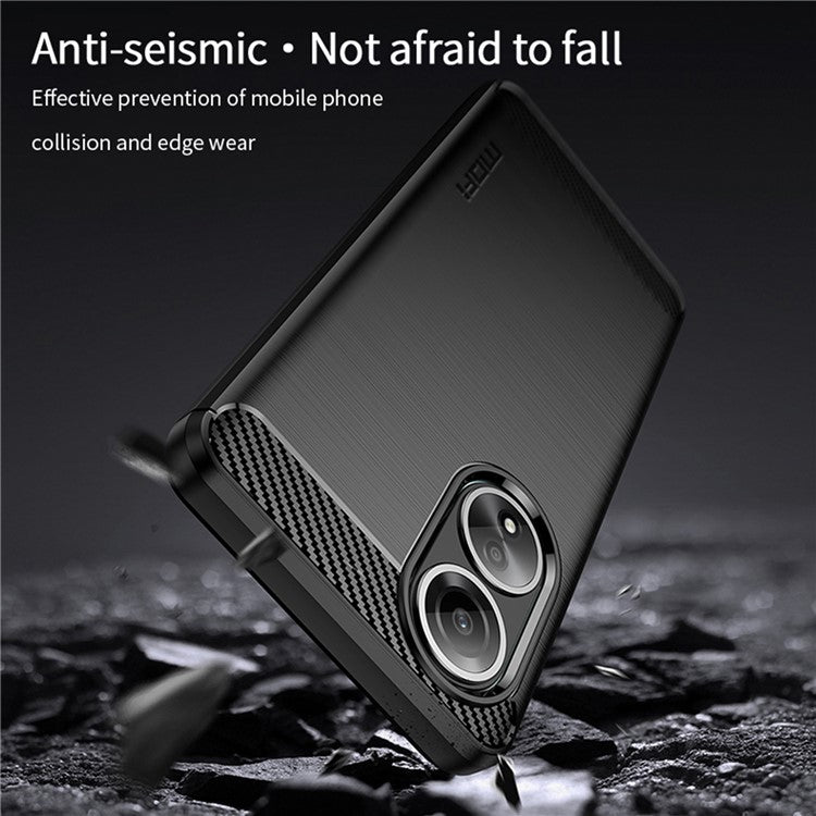 MOFI JK TPU Series-1 for Oppo A58 4G Brushed Cover TPU Anti-scratch Carbon Fiber Texture Cell Phone Case - Black