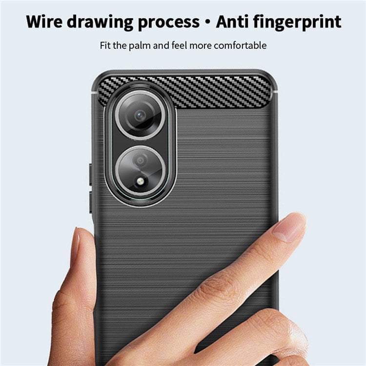 MOFI JK TPU Series-1 for Oppo A58 4G Brushed Cover TPU Anti-scratch Carbon Fiber Texture Cell Phone Case - Black