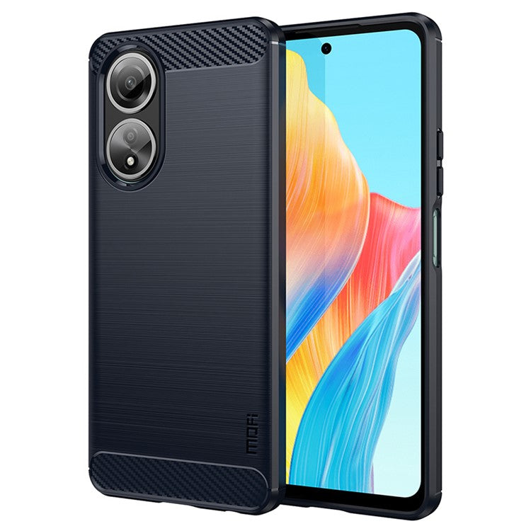 MOFI JK TPU Series-1 for Oppo A58 4G Brushed Cover TPU Anti-scratch Carbon Fiber Texture Cell Phone Case - Blue