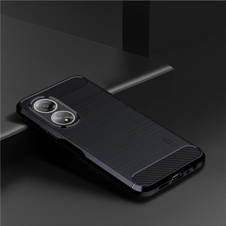 MOFI JK TPU Series-1 for Oppo A58 4G Brushed Cover TPU Anti-scratch Carbon Fiber Texture Cell Phone Case - Blue