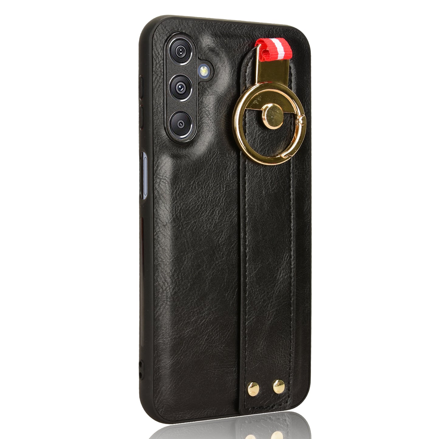 For Samsung Galaxy M34 5G / F34 5G Phone Case Wristband Kickstand Bottle Opener Leather+PC+TPU Cover - Black