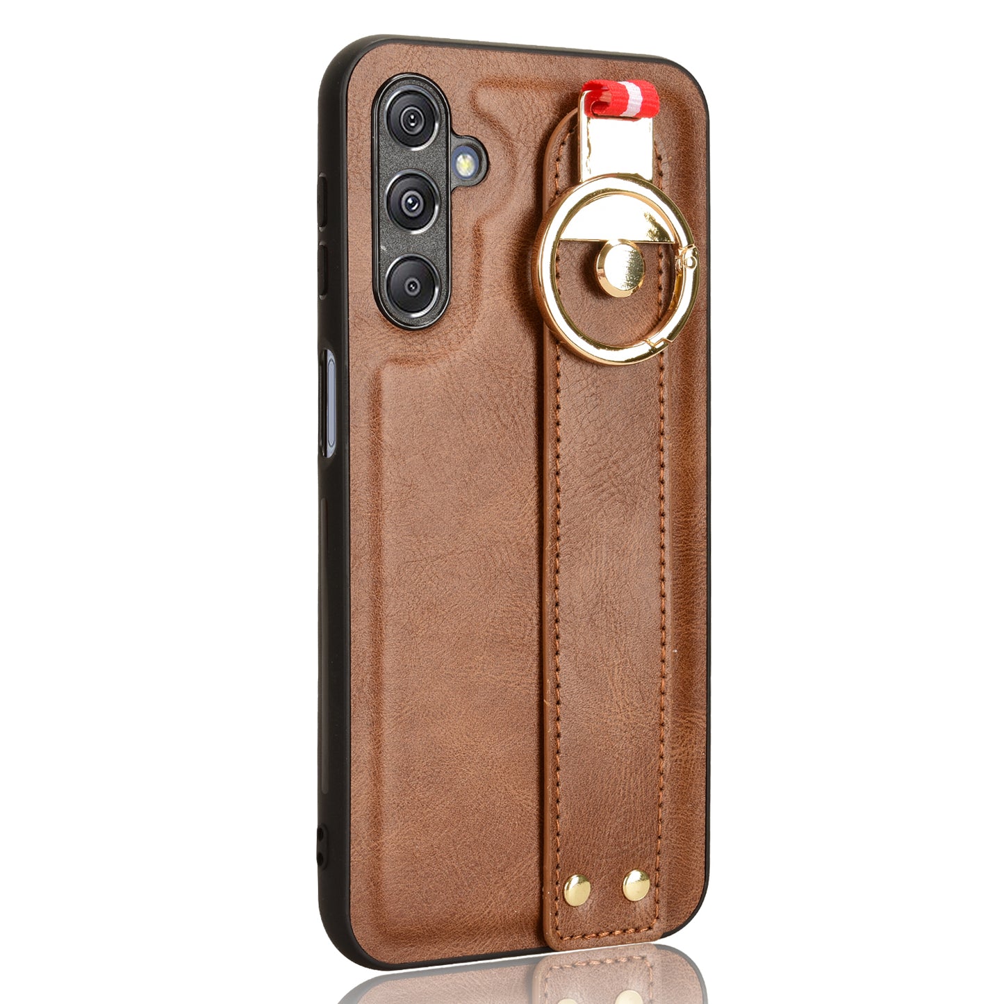 For Samsung Galaxy M34 5G / F34 5G Phone Case Wristband Kickstand Bottle Opener Leather+PC+TPU Cover - Brown