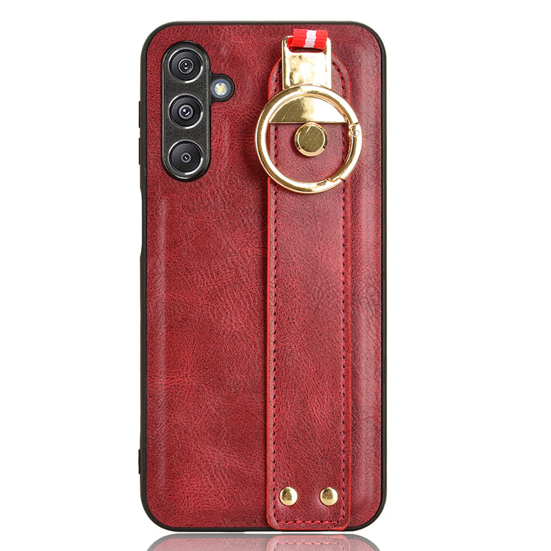 For Samsung Galaxy M34 5G / F34 5G Phone Case Wristband Kickstand Bottle Opener Leather+PC+TPU Cover - Red