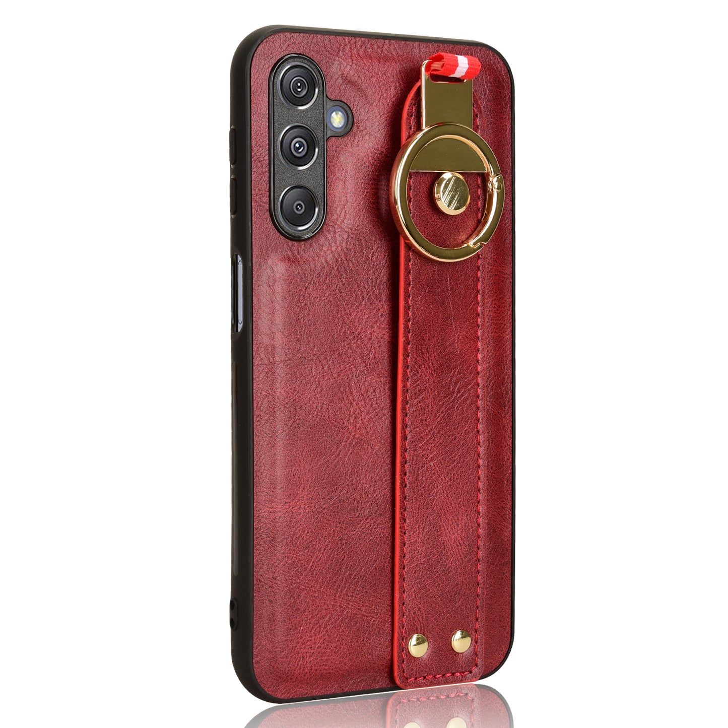 For Samsung Galaxy M34 5G / F34 5G Phone Case Wristband Kickstand Bottle Opener Leather+PC+TPU Cover - Red