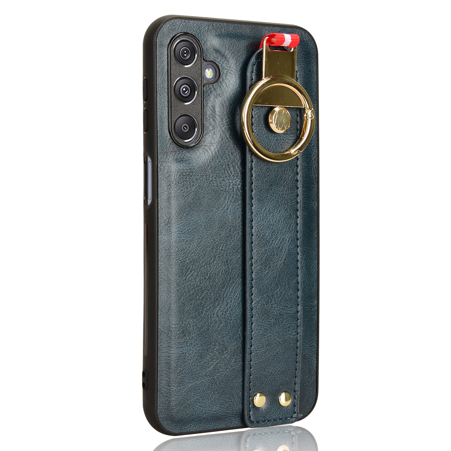 For Samsung Galaxy M34 5G / F34 5G Phone Case Wristband Kickstand Bottle Opener Leather+PC+TPU Cover - Blue
