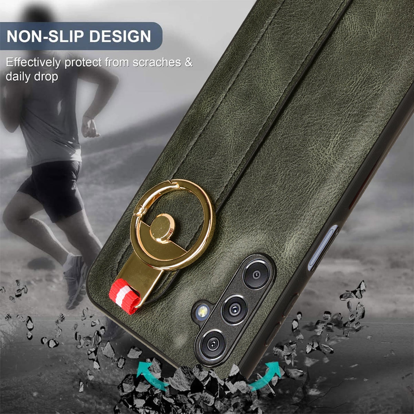 For Samsung Galaxy M34 5G / F34 5G Phone Case Wristband Kickstand Bottle Opener Leather+PC+TPU Cover - Green