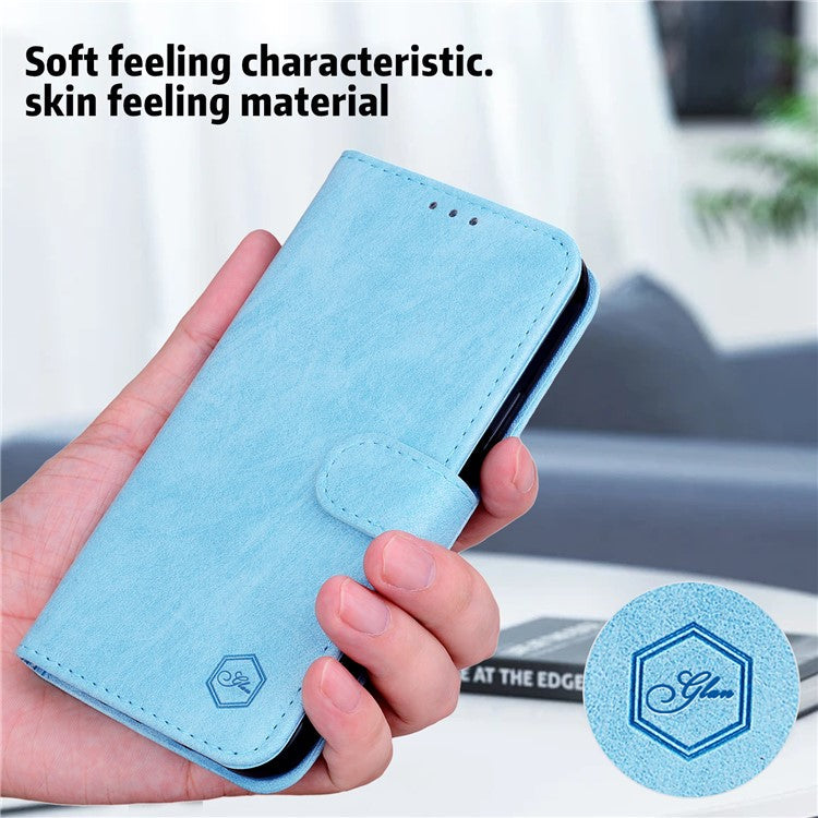 For Samsung Galaxy A34 5G Full Protection Solid Color PU Leather Wallet Case Cell Phone Stand Cover - Baby Blue