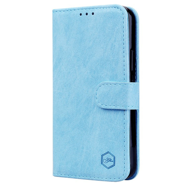 For Samsung Galaxy A34 5G Full Protection Solid Color PU Leather Wallet Case Cell Phone Stand Cover - Baby Blue
