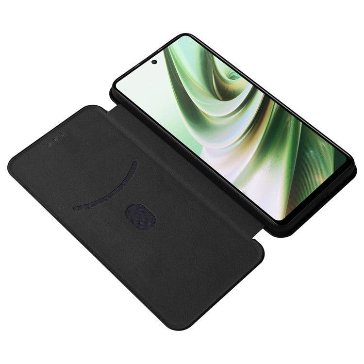 For OnePlus Nord CE3 5G Mobile Phone Case Card Holder Leather Stand Carbon Fiber Texture Cover - Black