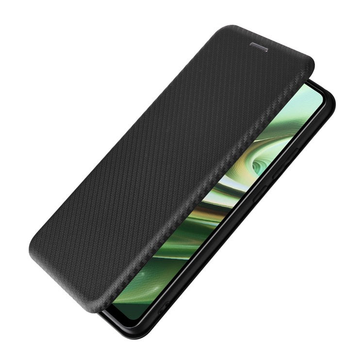 For OnePlus Nord CE3 5G Mobile Phone Case Card Holder Leather Stand Carbon Fiber Texture Cover - Black