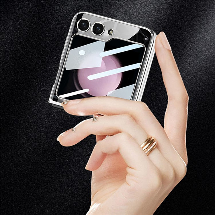 GKK Pattern Printing Hard PC Case for Samsung Galaxy Z Flip5 5G Anti-Drop Phone Shell Built-In Tempered Glass Film - Explorer