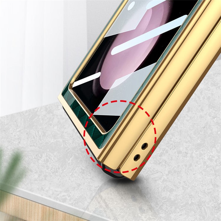 GKK Pattern Printing Hard PC Case for Samsung Galaxy Z Flip5 5G Anti-Drop Phone Shell Built-In Tempered Glass Film - Explorer