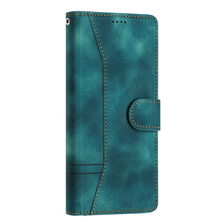 L002 For Oppo A16 / A16s / A54s Full Protection Leather Phone Case Lines Imprint Wallet Stand Cover - Green