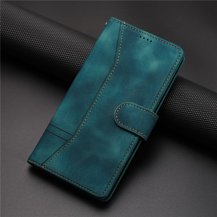 L002 For Oppo A16 / A16s / A54s Full Protection Leather Phone Case Lines Imprint Wallet Stand Cover - Green